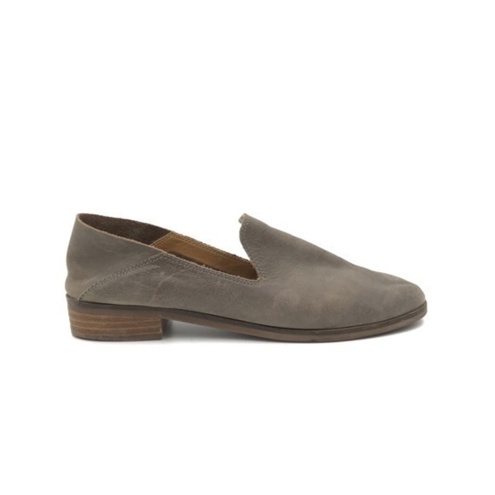 Lucky Brand Gray Beige Cahill Leather Slip On Loafer Size 7.5